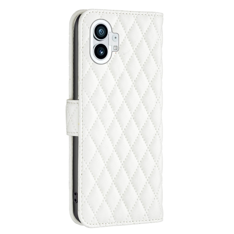 For Nothing Phone 1 Diamond Lattice Wallet Leather Flip Phone Case(White) - Nothing Cases by buy2fix | Online Shopping UK | buy2fix
