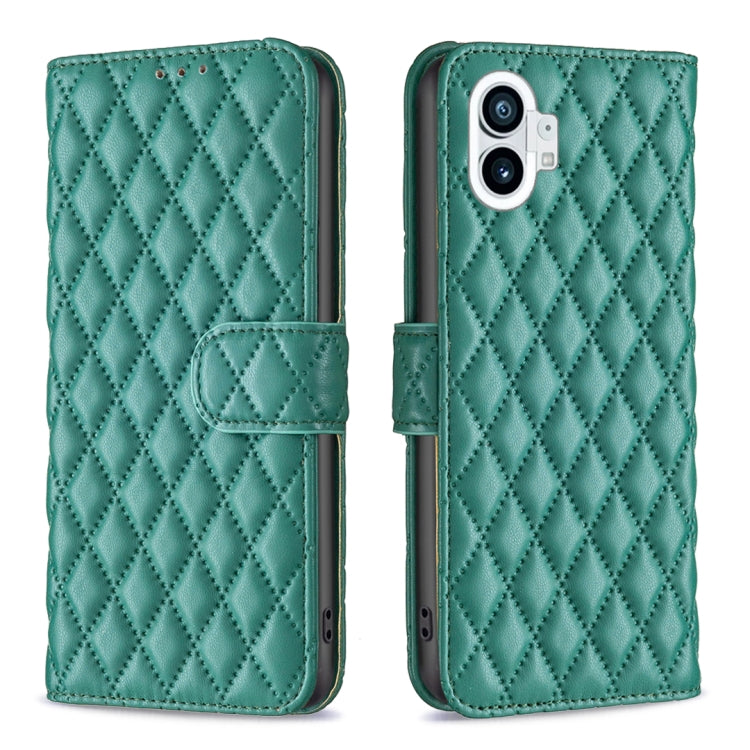 For Nothing Phone 1 Diamond Lattice Wallet Leather Flip Phone Case(Green) - Nothing Cases by buy2fix | Online Shopping UK | buy2fix