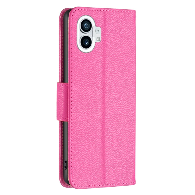 For Nothing Phone 1 Litchi Texture Pure Color Leather Phone Case(Rose Red) - Nothing Cases by buy2fix | Online Shopping UK | buy2fix