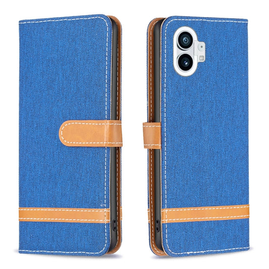 For Nothing Phone 1 Color Matching Denim Texture Leather Phone Case(Dark Blue) - Nothing Cases by buy2fix | Online Shopping UK | buy2fix