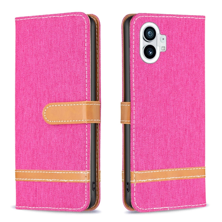 For Nothing Phone 1 Color Matching Denim Texture Leather Phone Case(Rose Red) - Nothing Cases by buy2fix | Online Shopping UK | buy2fix