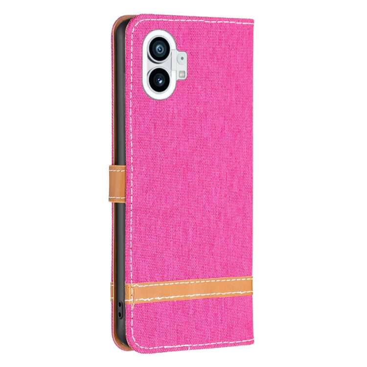 For Nothing Phone 1 Color Matching Denim Texture Leather Phone Case(Rose Red) - Nothing Cases by buy2fix | Online Shopping UK | buy2fix
