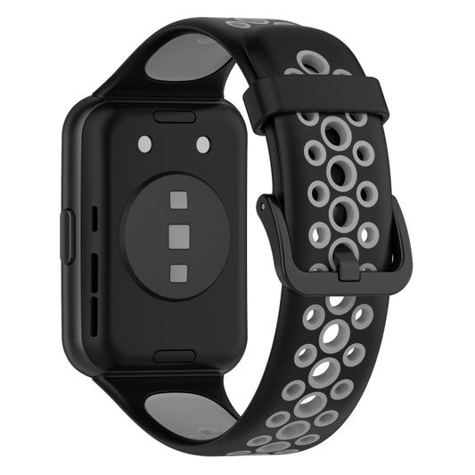 For Huawei Watch Fit 2 Two-Color Breathable Silicone Watch Band(Black+Grey) by buy2fix
