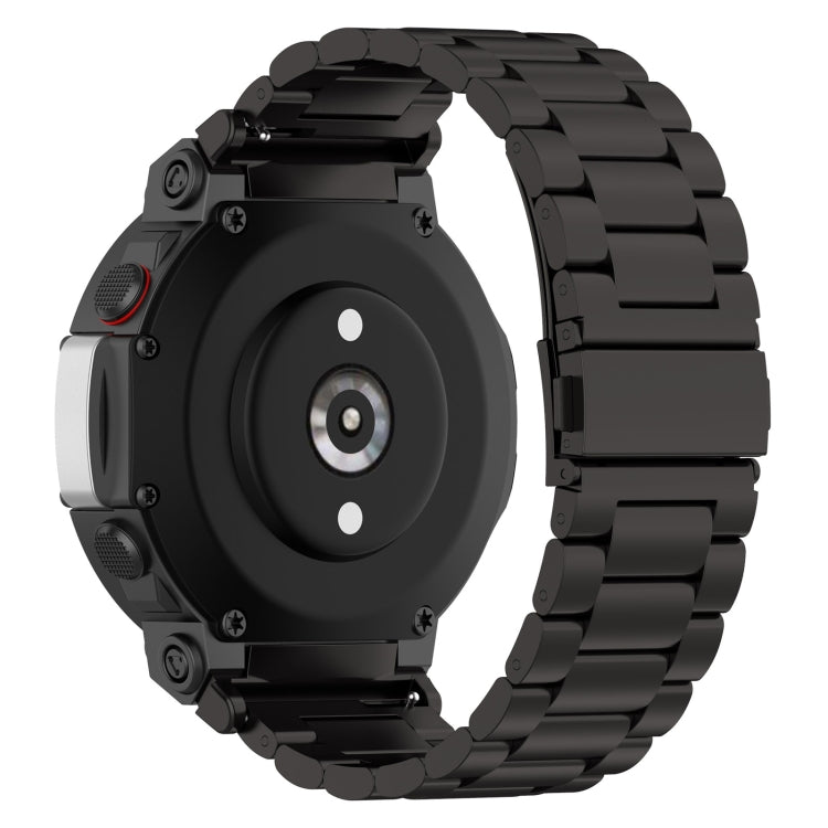 For Huami Amazfit T-Rex 2 Three Strains Steel Watch Band(Black) - Watch Bands by buy2fix | Online Shopping UK | buy2fix