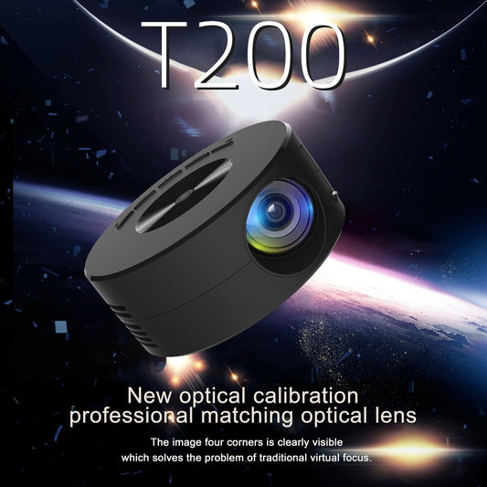T200 1500LM 1920x1080P LED Mini Projector, AU Plug(Black) by buy2fix