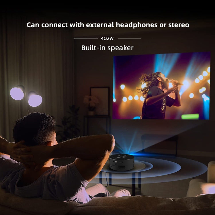 T200 1500LM 1920x1080P LED Mini Projector, EU Plug(Black) - Mini Projector by buy2fix | Online Shopping UK | buy2fix