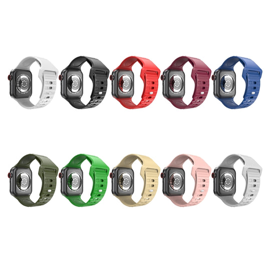 Wavy Silicone Watch Strap For Apple Watch Ultra 49mm&Watch Ultra 2 49mm / Series 9&8&7 45mm / SE 3&SE 2&6&SE&5&4 44mm / 3&2&1 42mm(Dark Green) by buy2fix