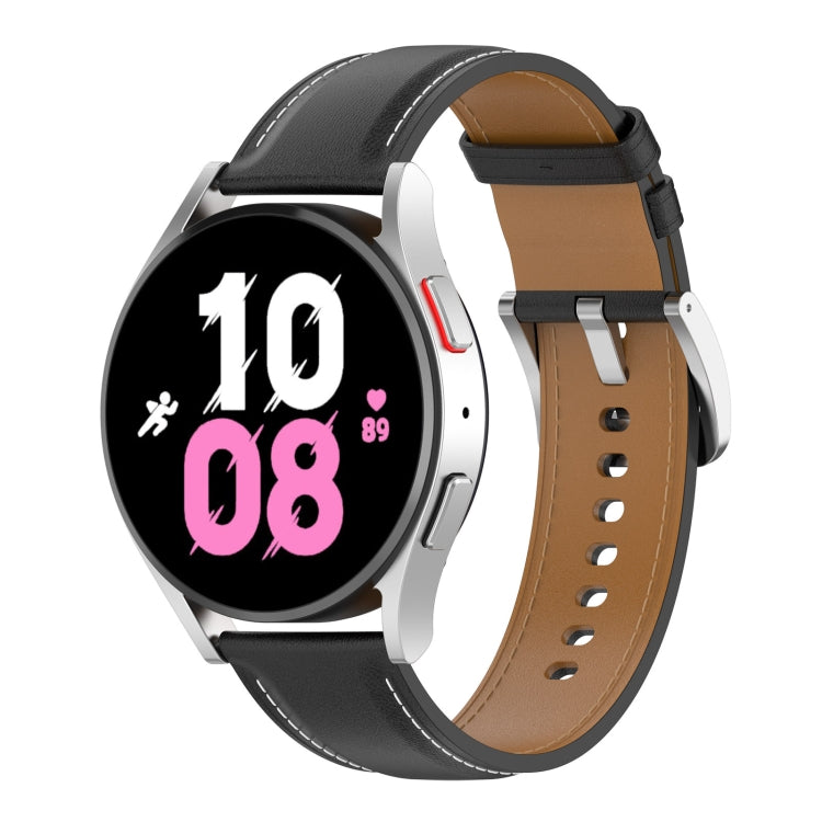 For Samsung Galaxy Watch 5 Pro 45mm Premium Leather Watch Band(Black) - Watch Bands by buy2fix | Online Shopping UK | buy2fix