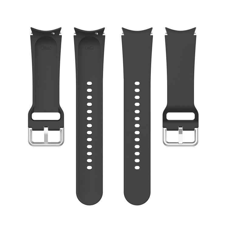 For Samsung Galaxy Watch 5 44mm Official Silicone Silver Round Buckle Watch Band(Black) - Watch Bands by buy2fix | Online Shopping UK | buy2fix