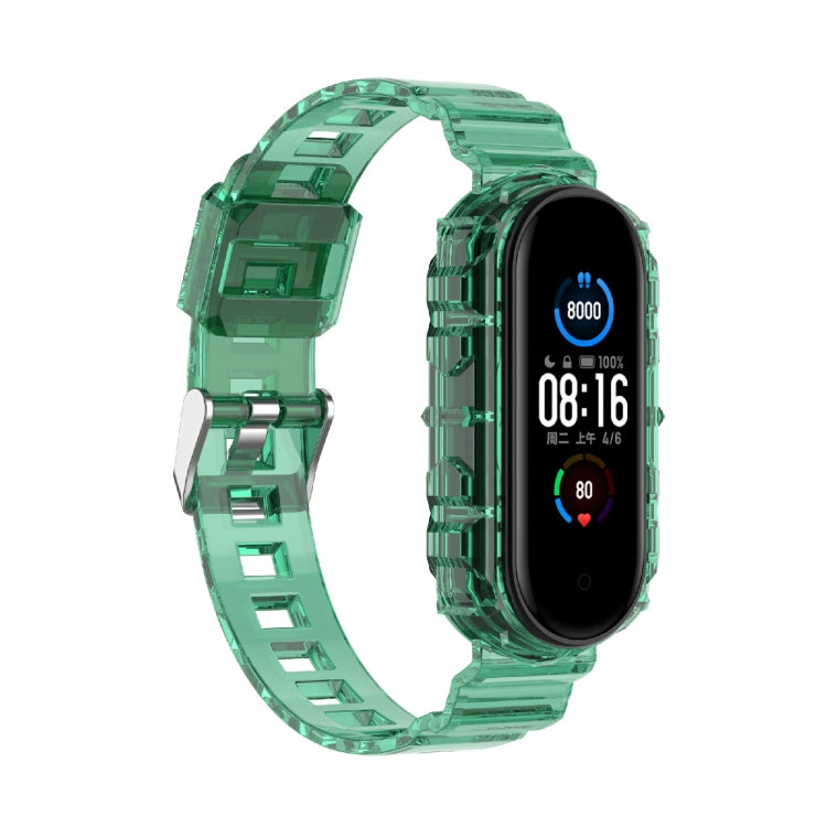 For Xiaomi Mi Band 5/6/7 Universal TPU Integrated Watch Band(Transparent Green) - Watch Bands by buy2fix | Online Shopping UK | buy2fix