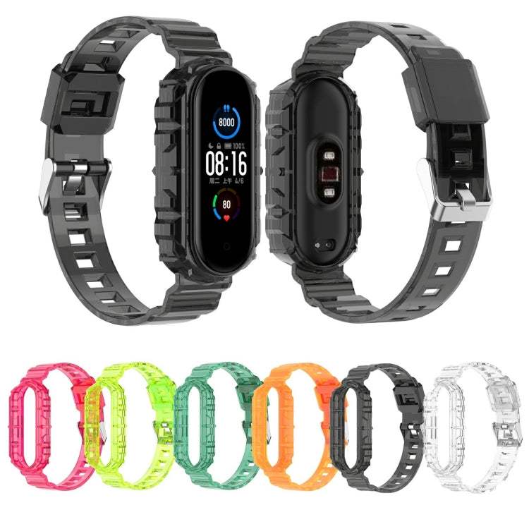 For Xiaomi Mi Band 5/6/7 Universal TPU Integrated Watch Band(Transparent Green) - Watch Bands by buy2fix | Online Shopping UK | buy2fix