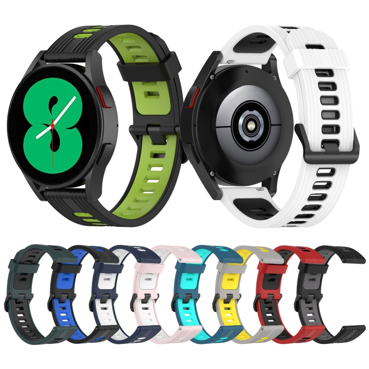For Samsung Galaxy Watch 5 44mm 20mm Two-color Stripe Silicone Watch Band(Olive Green+Black) - Watch Bands by buy2fix | Online Shopping UK | buy2fix