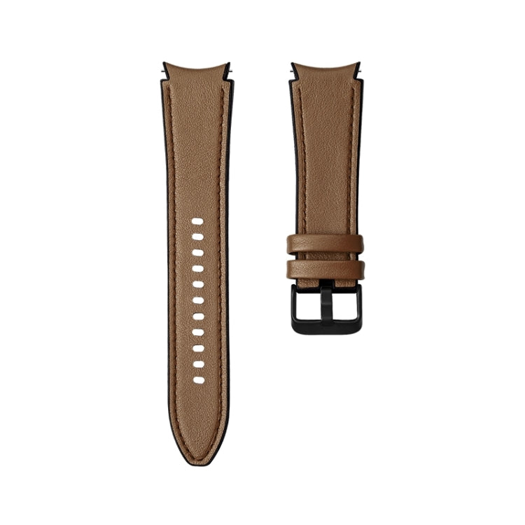 For Samsung Galaxy Watch5 Pro 45mm/5 44mm/5 40mm Silicone + Leather Black Buckle Watch Band(Brown) - Watch Bands by buy2fix | Online Shopping UK | buy2fix