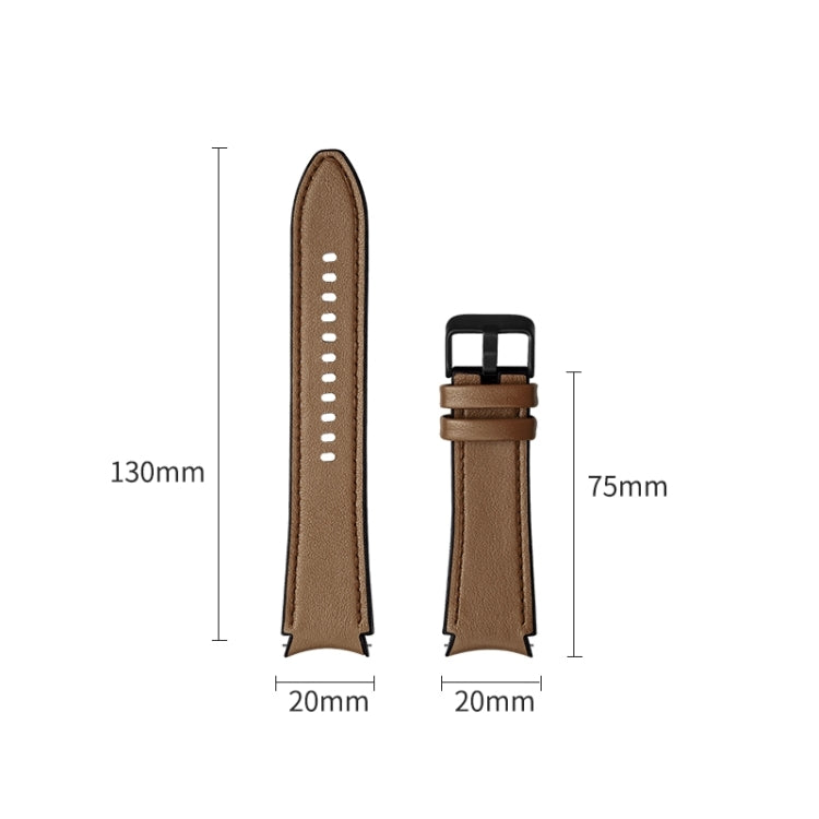 For Samsung Galaxy Watch5 Pro 45mm/5 44mm/5 40mm Silicone + Leather Black Buckle Watch Band(Brown) - Watch Bands by buy2fix | Online Shopping UK | buy2fix