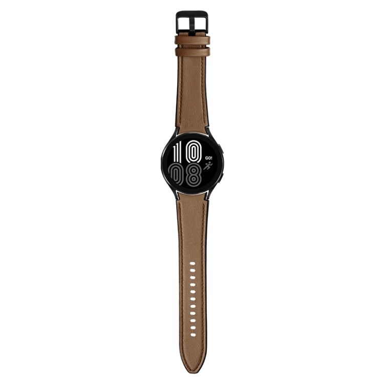 For Samsung Galaxy Watch5 Pro 45mm/5 44mm/5 40mm Silicone + Leather Black Buckle Watch Band(Brown) - Watch Bands by buy2fix | Online Shopping UK | buy2fix