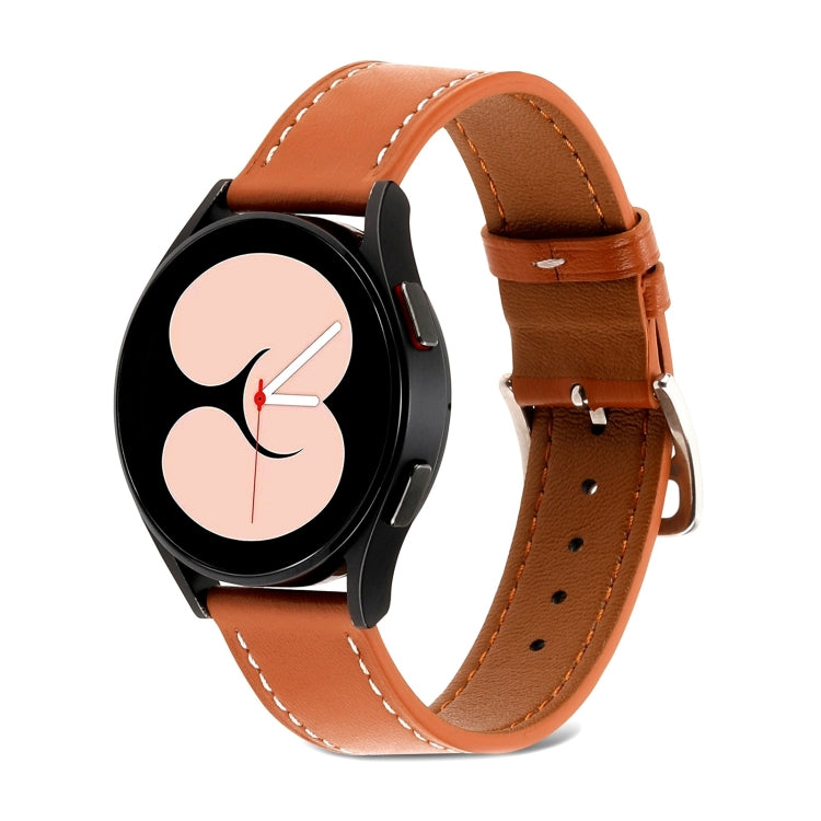 For Samsung Galaxy Watch5 Pro 45mm/5 44mm/5 40mm Plain Weave Leather Watch Band(Brown) - Watch Bands by buy2fix | Online Shopping UK | buy2fix