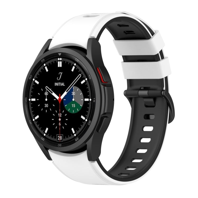 For Samsung Galaxy Watch5 Pro 45mm/5 44mm/5 40mm Two-color Silicone Strap Watch Band(White Black) - Watch Bands by buy2fix | Online Shopping UK | buy2fix