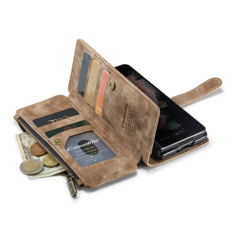 For Samsung Galaxy Z Fold4 5G CaseMe C30 Multifunctional Card Slots Zipper Phone Leather Phone Case(Brown) by CaseMe