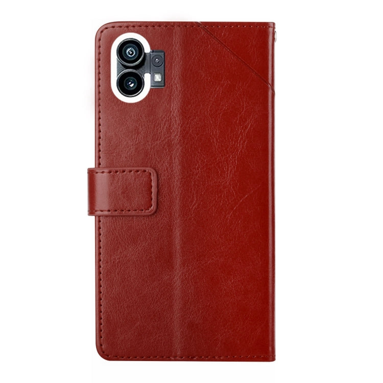 For Nothing Phone 1 HT01 Y-shaped Pattern Flip Leather Phone Case(Brown) - Nothing Cases by buy2fix | Online Shopping UK | buy2fix