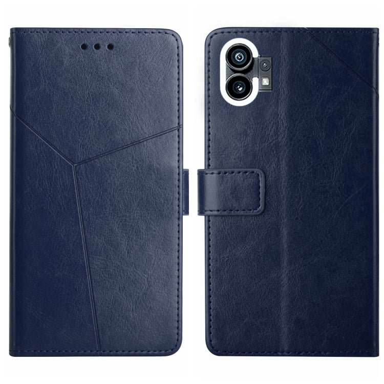 For Nothing Phone 1 HT01 Y-shaped Pattern Flip Leather Phone Case(Blue) - Nothing Cases by buy2fix | Online Shopping UK | buy2fix