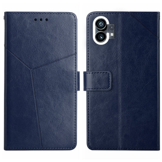For Nothing Phone 1 HT01 Y-shaped Pattern Flip Leather Phone Case(Blue) - Nothing Cases by buy2fix | Online Shopping UK | buy2fix