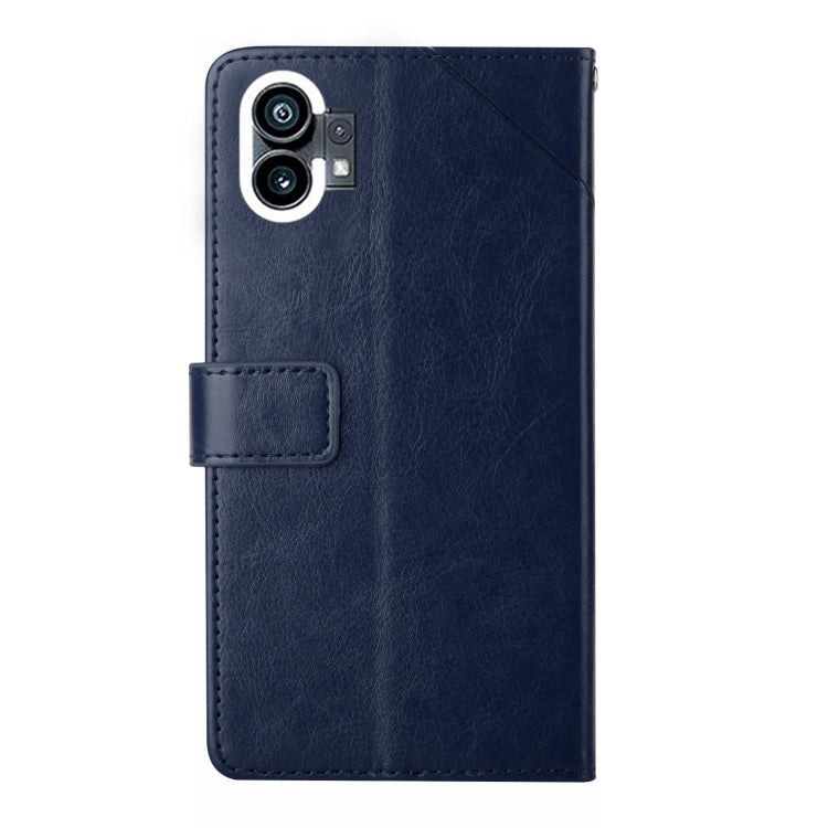 For Nothing Phone 1 HT01 Y-shaped Pattern Flip Leather Phone Case(Blue) - Nothing Cases by buy2fix | Online Shopping UK | buy2fix