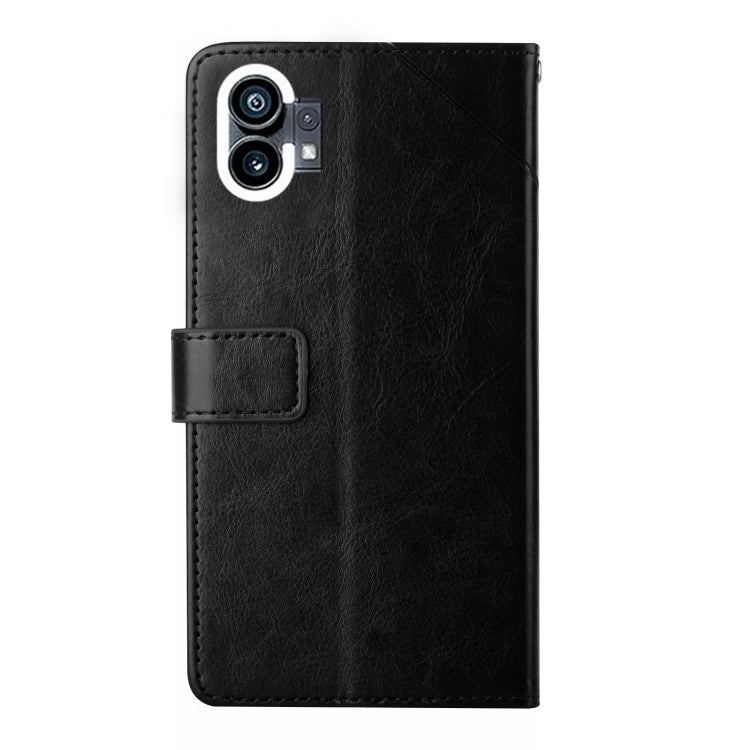 For Nothing Phone 1 HT01 Y-shaped Pattern Flip Leather Phone Case(Black) - Nothing Cases by buy2fix | Online Shopping UK | buy2fix