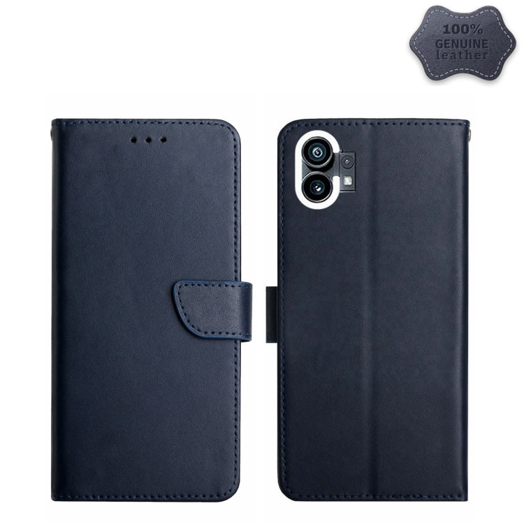 For Nothing Phone 1 Genuine Leather Fingerprint-proof Horizontal Flip Phone Case(Blue) - Nothing Cases by buy2fix | Online Shopping UK | buy2fix