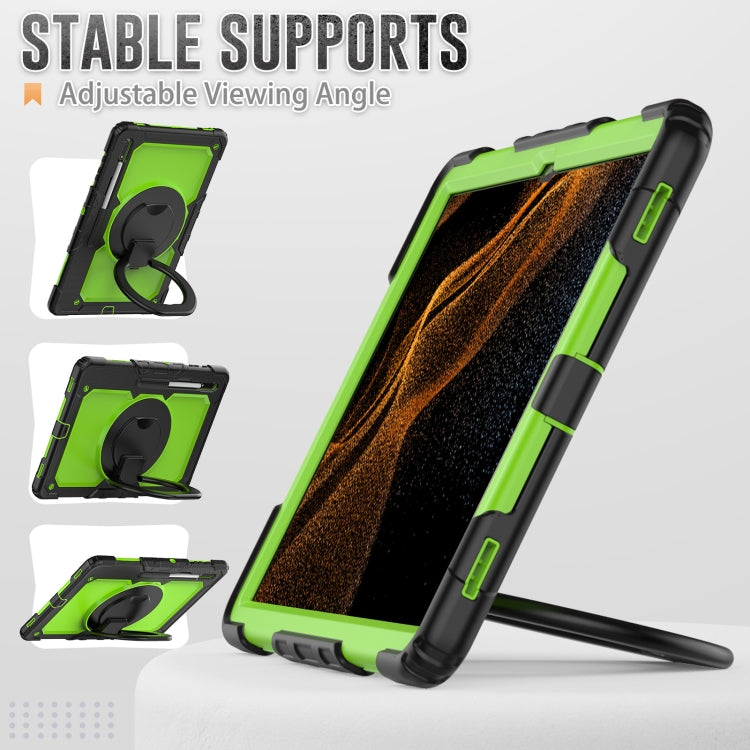 For Samsung Galaxy Tab S8 Ultra Bracelet Holder Silicone + PC Tablet Case(Yellow Green) by buy2fix
