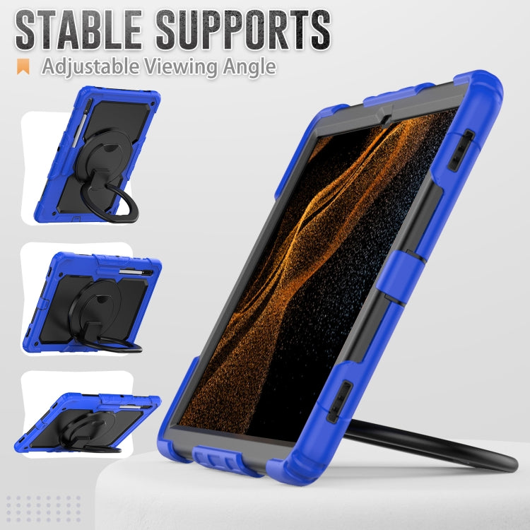 For Samsung Galaxy Tab S8 Ultra Bracelet Holder Silicone + PC Tablet Case(Blue) by buy2fix