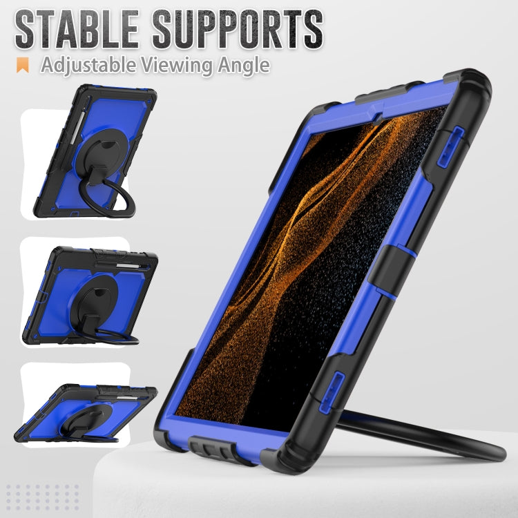 For Samsung Galaxy Tab S8 Ultra Bracelet Holder Silicone + PC Tablet Case(Dark Blue) by buy2fix