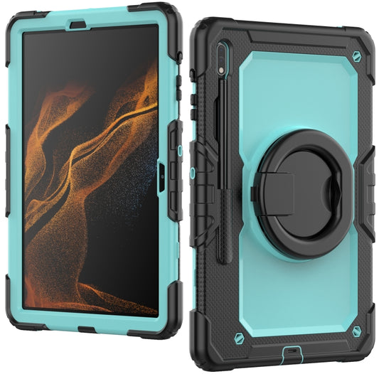 For Samsung Galaxy Tab S8+ / S7+ Bracelet Holder Silicone + PC Tablet Case(Light Blue) - Galaxy Tab S8+ Cases by buy2fix | Online Shopping UK | buy2fix