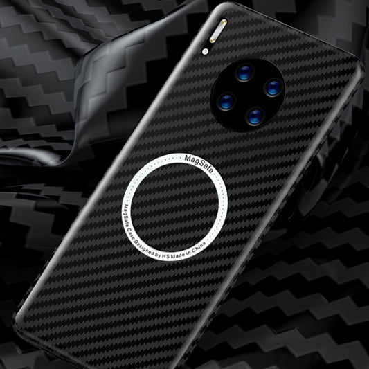 For Huawei Mate 30 Magnetic Magsafe Carbon Fiber Texture Shockproof Phone Case(Blue+Black) by buy2fix