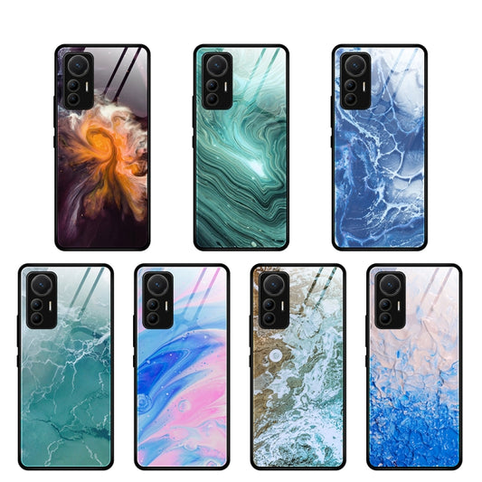 For Xiaomi 12 Lite Marble Pattern Glass Protective Case(Water Waves) by buy2fix