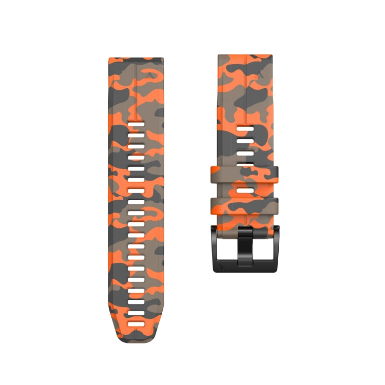 For Garmin Fenix 7 Camouflage Silicone Watch Band(Orange) - Watch Bands by buy2fix | Online Shopping UK | buy2fix