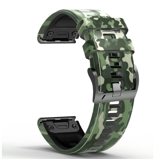 For Garmin Fenix 7 Camouflage Silicone Watch Band(Green) by buy2fix
