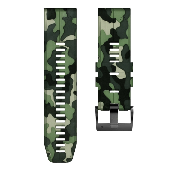 For Garmin Fenix 7X Camouflage Silicone Watch Band(Green) - Watch Bands by buy2fix | Online Shopping UK | buy2fix