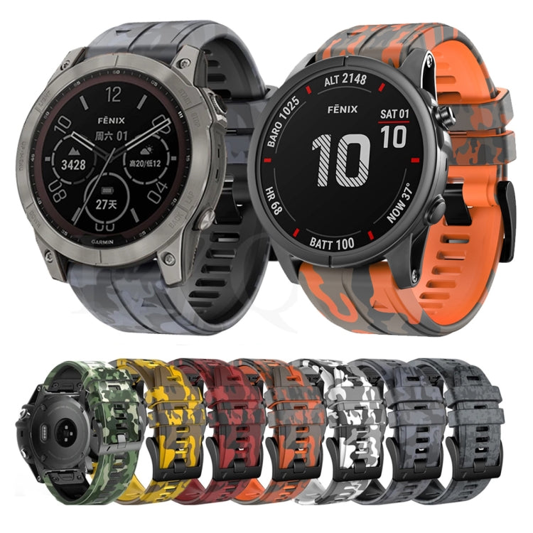 For Garmin Fenix 7X Camouflage Silicone Watch Band(White) - Watch Bands by buy2fix | Online Shopping UK | buy2fix