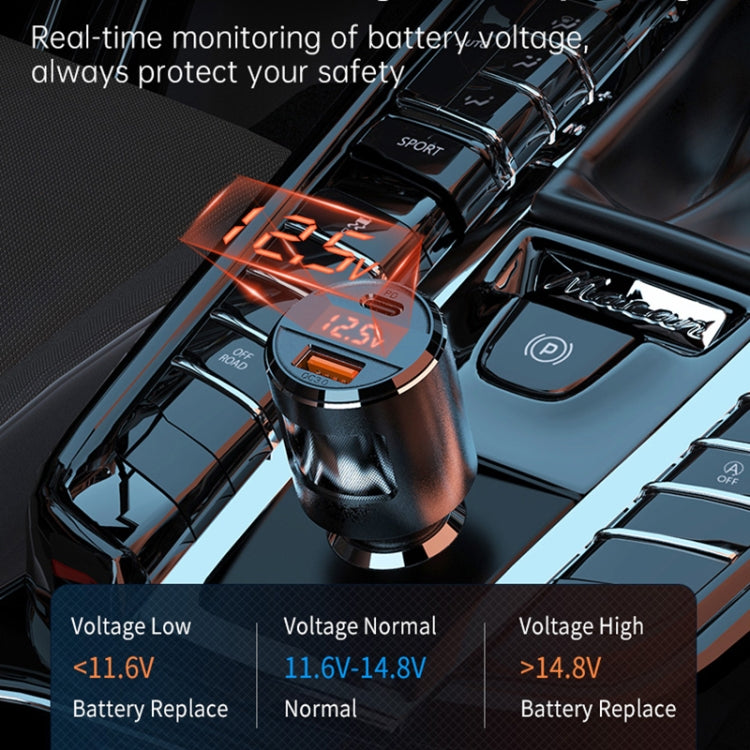 SC01 65W QC3.0 + PD Dual Ports Car Charger with Voltage Display(Black) - Car Charger by buy2fix | Online Shopping UK | buy2fix