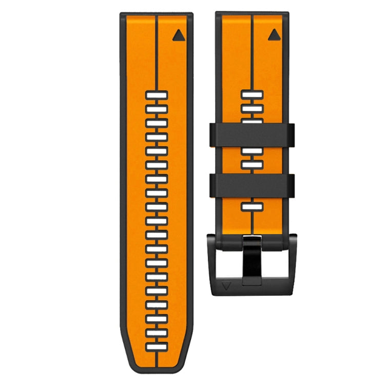 For Garmin Fenix 7X Vertical Stripes Two-color Silicone Watch Band(Orange Black) - Watch Bands by buy2fix | Online Shopping UK | buy2fix