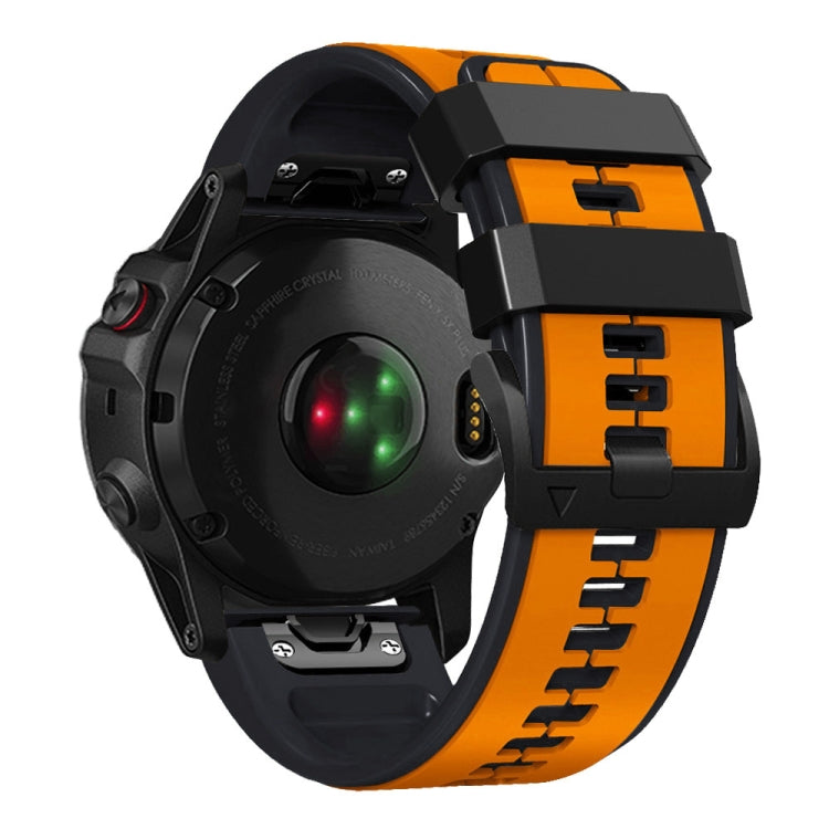For Garmin Fenix 7X Vertical Stripes Two-color Silicone Watch Band(Orange Black) - Watch Bands by buy2fix | Online Shopping UK | buy2fix