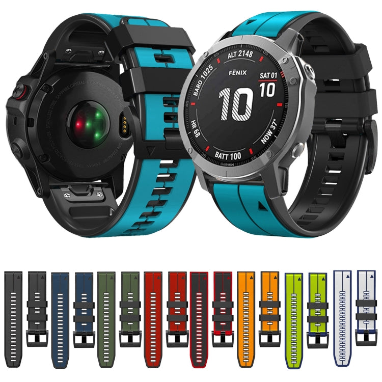 For Garmin Fenix 7X Vertical Stripes Two-color Silicone Watch Band(Orange Black) - Watch Bands by buy2fix | Online Shopping UK | buy2fix