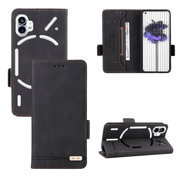 For Nothing Phone 1 Magnetic Clasp Flip Leather Phone Case(Black) - Nothing Cases by buy2fix | Online Shopping UK | buy2fix