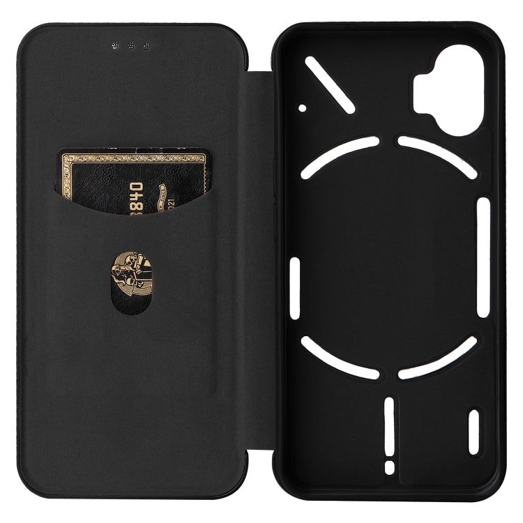 For Nothing Phone 1 Carbon Fiber Texture Flip Leather Phone Case(Black) - Nothing Cases by buy2fix | Online Shopping UK | buy2fix
