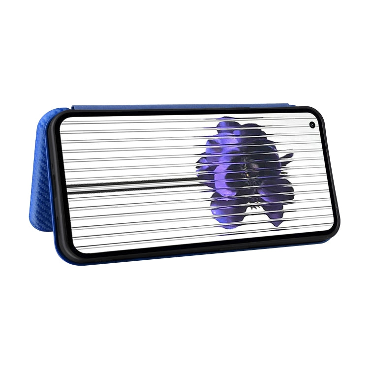 For Nothing Phone 1 Carbon Fiber Texture Flip Leather Phone Case(Blue) - Nothing Cases by buy2fix | Online Shopping UK | buy2fix