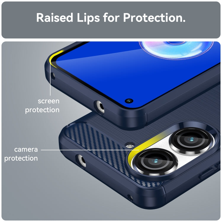 For Asus Zenfone 9 Brushed Texture Carbon Fiber TPU Case(Blue) by buy2fix
