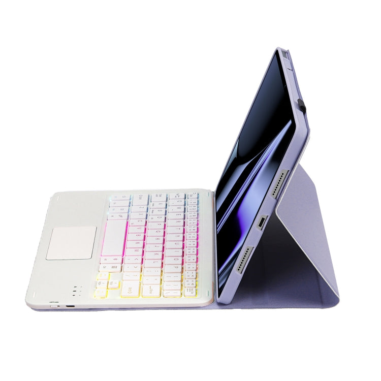 OP11-AS Lambskin Texture Ultra-thin Bluetooth Keyboard Leather Case with Touchpad & Backlight For OPPO Pad 11 inch(Purple) by buy2fix