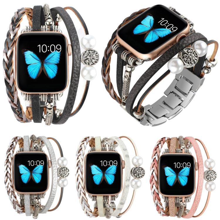 Jewelry Watch Band For Apple Watch Ultra 49mm&Watch Ultra 2 49mm / Series 9&8&7 45mm / SE 3&SE 2&6&SE&5&4 44mm / 3&2&1 42mm(Black) by buy2fix