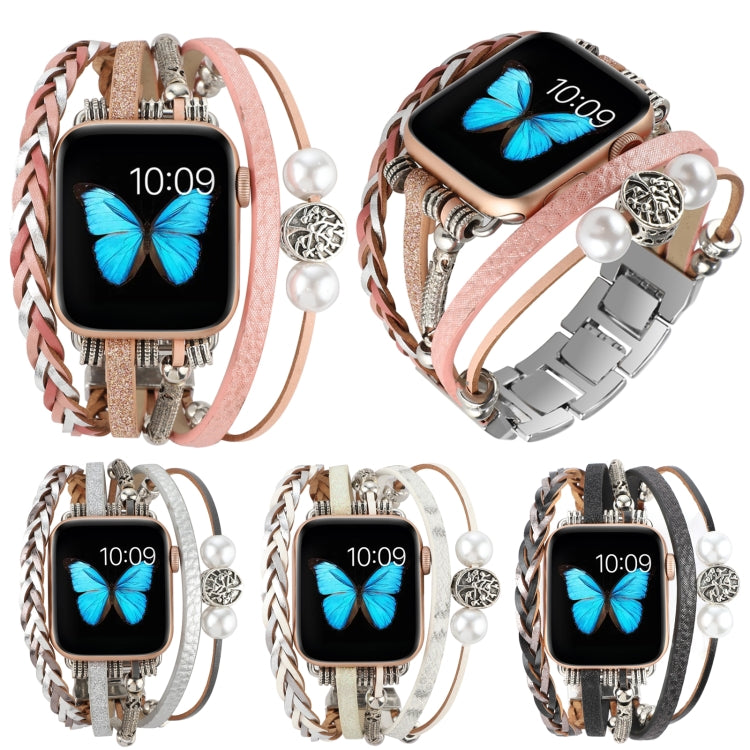 Jewelry Watch Band For Apple Watch Series 9&8&7 41mm / SE 3&SE 2&6&SE&5&4 40mm / 3&2&1 38mm(Silver) - Watch Bands by buy2fix | Online Shopping UK | buy2fix