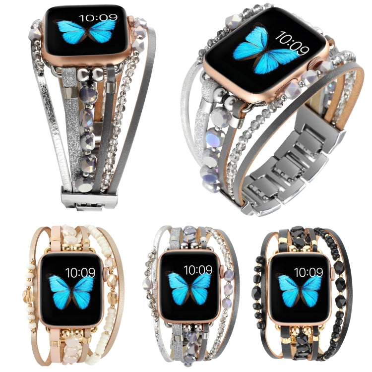 Jewelry Watch Band For Apple Watch Series 9&8&7 41mm / SE 3&SE 2&6&SE&5&4 40mm / 3&2&1 38mm(Black) - Watch Bands by buy2fix | Online Shopping UK | buy2fix